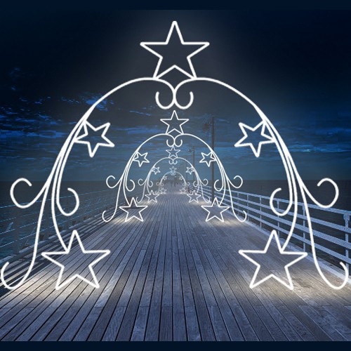 Figura de Natal Luminosa 5 Estrelas Arabescos Portal