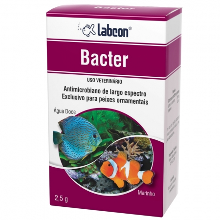 Bacter Labcon Bactericida para aquário (Neomicina) Tratamento de bactérias para peixes ornamentais