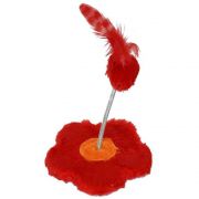 Brinquedo de gato Arranhador com chocalho Flor Pelúcia São Pet 18x19cm Vermelho