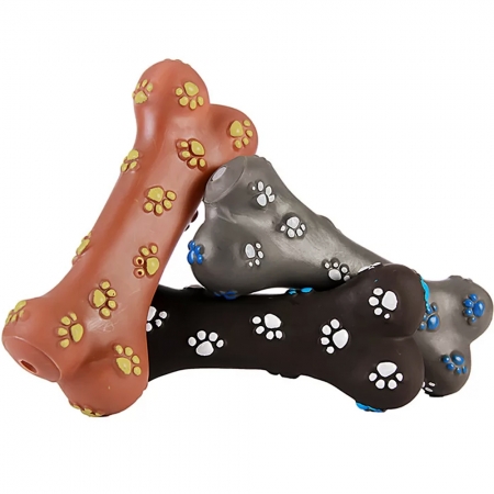 Brinquedo para cachorro ossinho mordedor sonoro Chalesco - Osso Vinil Flexível à mordida do cão 18,5cm
