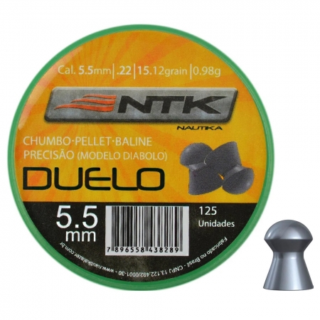 Chumbinho 5,5mm NTK Duelo Diabolô precisão e velocidade 0,98g cada 125 unidades