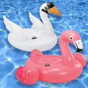 Combo Boias Infláveis para piscina Verão: Boia Cisne Branco Intex e Boia Flamingo Rosa (130x102x99cm) Blogueiras Famosas
