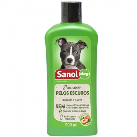 Shampoo cachorro pelos escuros - Shampoo para cães pelagem escura Sanol Dog 500ml
