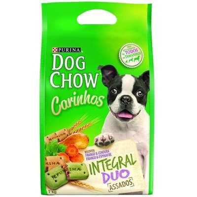 Kit de Petisco para cães: Biscoito Integral Dog Chow Duo 1kg + 2 Bifinhos Doguitos Carne