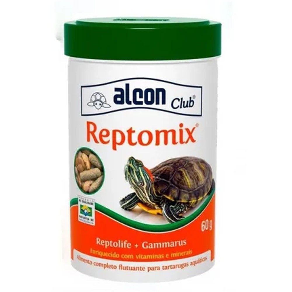 Alimento Para Tartarugas Aquáticas Reptomix 60g Alcon (Mix de Ração Reptolife + Gammarus)