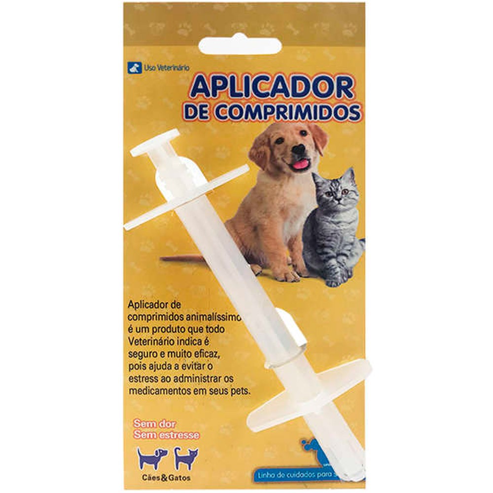 Aplicador de Comprimido Animalíssimo para Cães e Gatos - Seringa para dar remédio comprimidos a animais