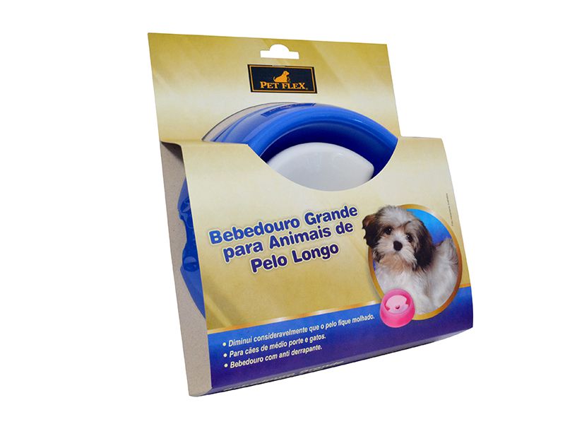 Bebedouro para cães de Pelos Longos com boia limitador de água - Grande 900ml Pet Flex Azul