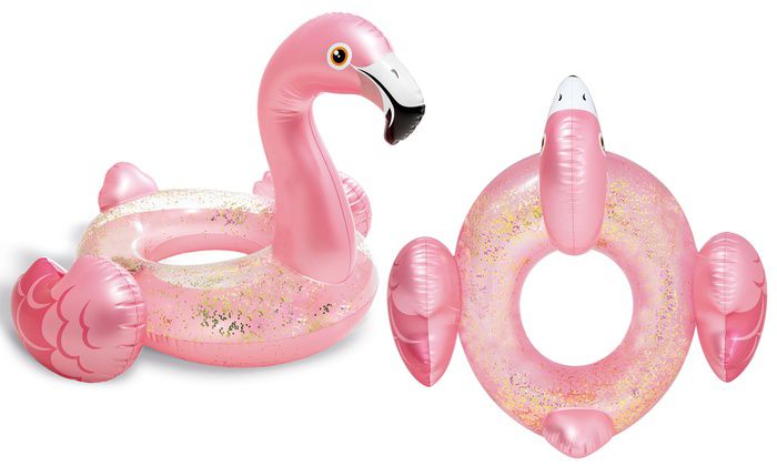 Boia Inflável Flamingo Rosa com Glitter - Boia Flamingo Brilhante boia das blogueiras 71cm X 89cm