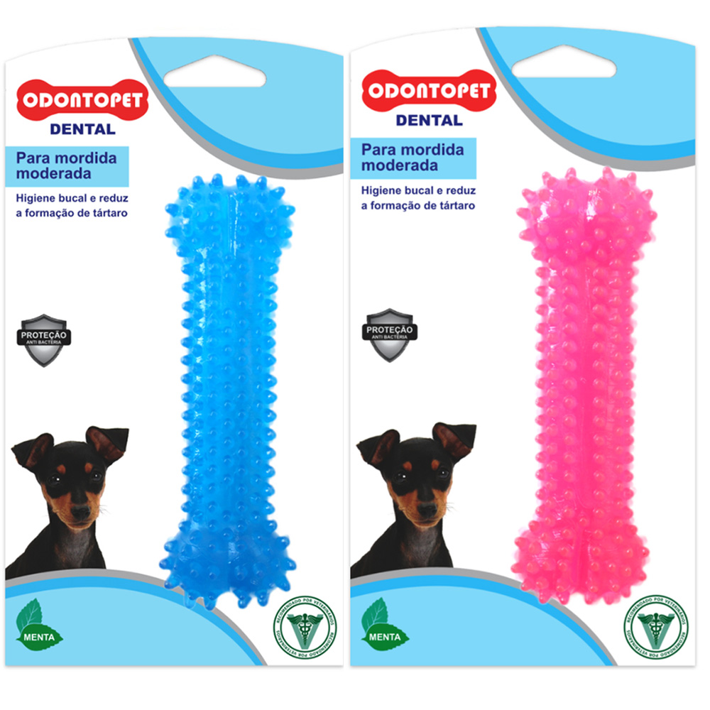 Brinquedo Osso Mordedor para Cachorro Dental Resistente Odontopet Cães Mordida Moderada