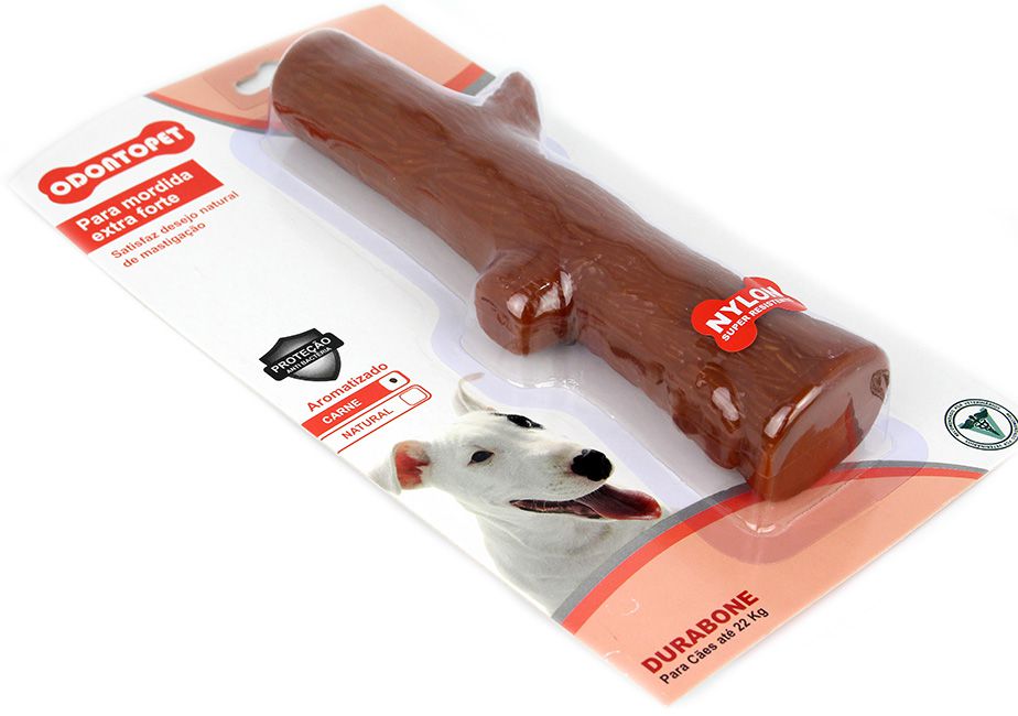 Brinquedo Mordedor de cachorro super resistente Odontopet Durabone Tronco sabor carne Extra Forte Cães raças grandes