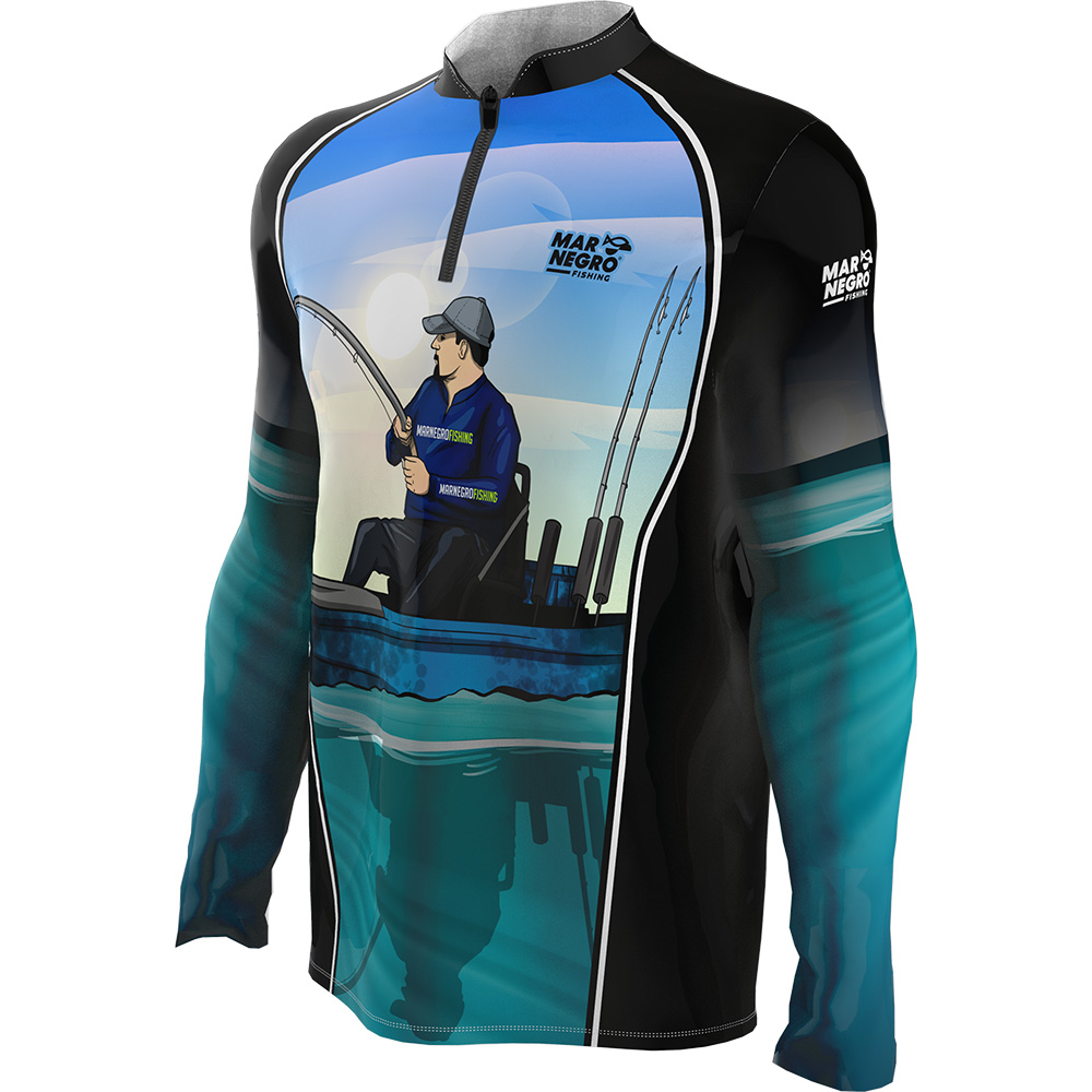 Camisa Camiseta de pesca Mar Negro com filtro de proteção UV 50+ Modelo Caiaqueiro