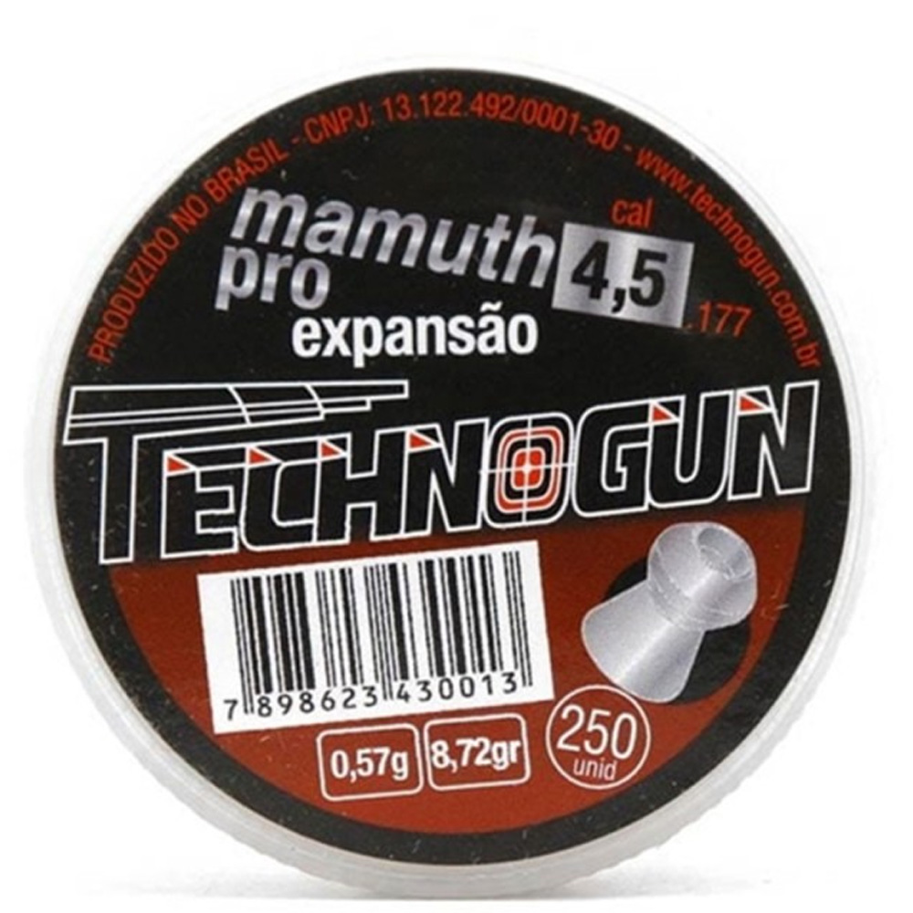 Chumbinho 4,5mm Technogun Mamuth Pro Enorme poder de destruição 250 unidades