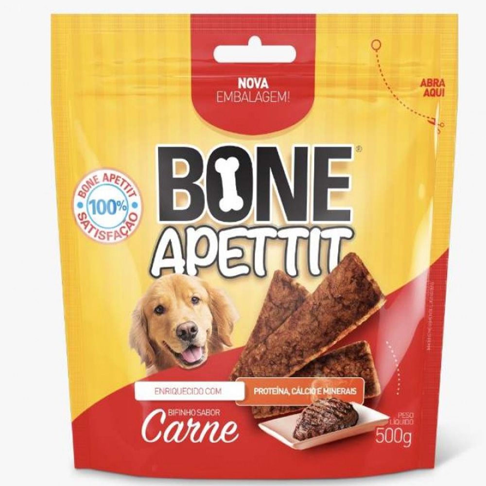 Combo 2 unidades Bifinho Flexível Petisco para Cachorros Carne Bone Apettit Cães 500g