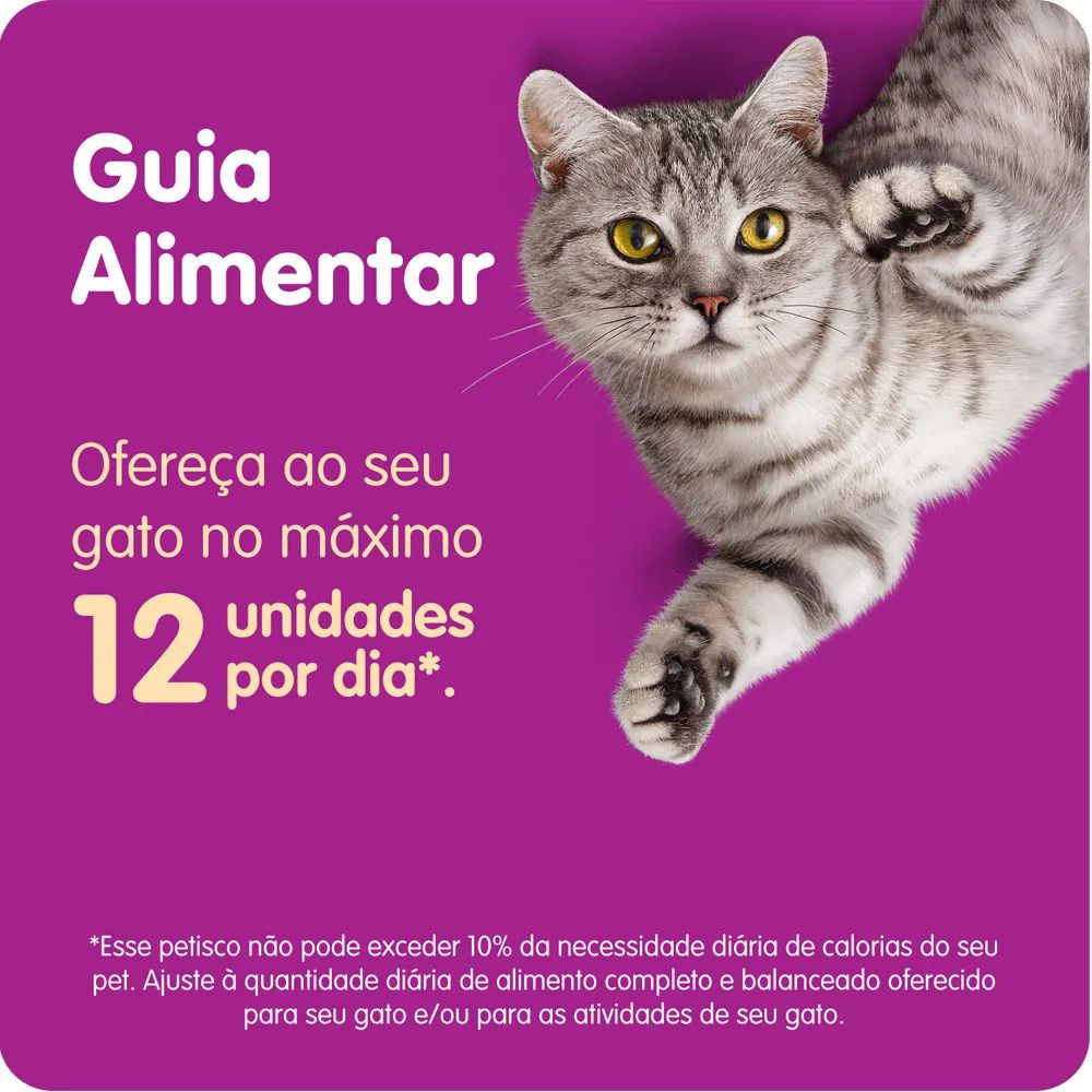 Combo 3 Petisco Whiskas Temptations Pelo saudável para Gatos Adultos - 40 g Potinho formato de rosto de gato