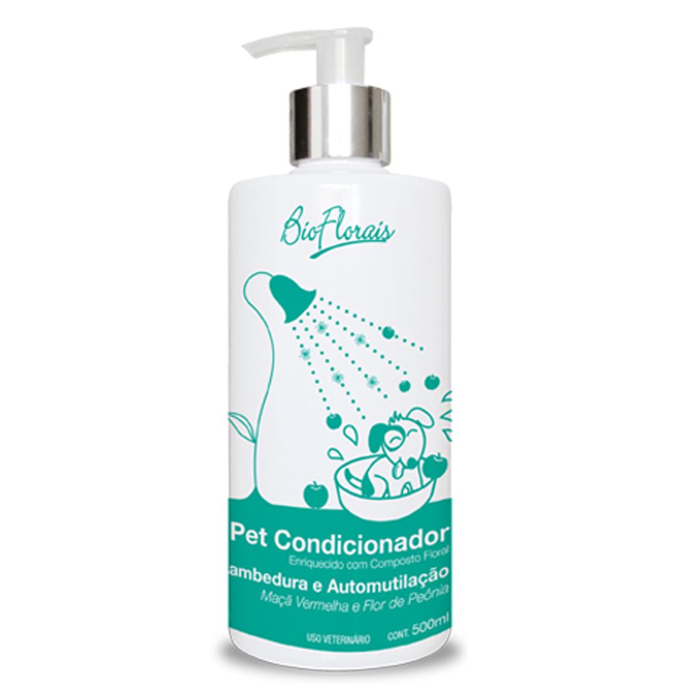 Combo tratamento floral para cachorro: Kit banho Shampoo e Condicionador tratamento Lambedura e Automutilação Bioflorais Pet
