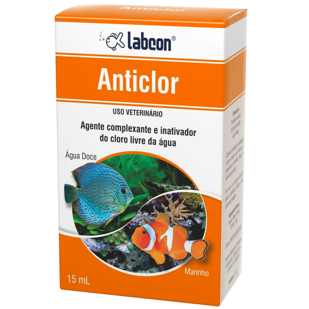 Condicionador de água de aquário Anticloro Labcon - Neutraliza Elimina cloro da água de áquario 15ml