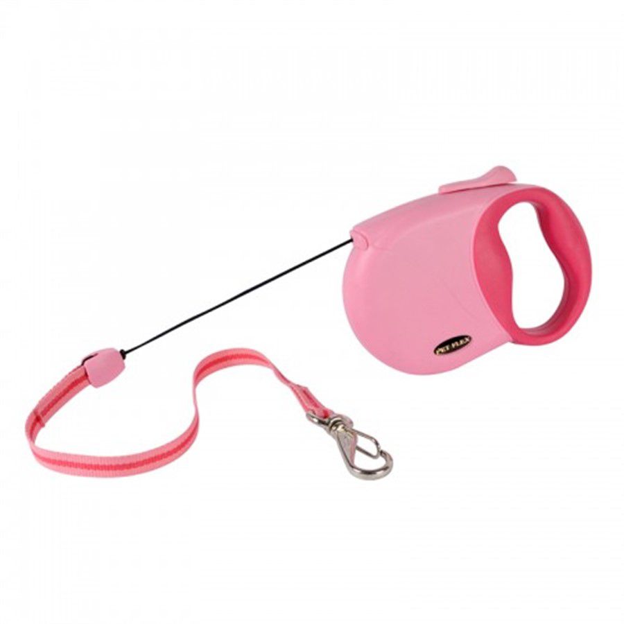 Guia Retrátil recolhivel extensível Soft Pet Flex para cachorros até 32 KG Fita com 3 metros - Rosa Pink