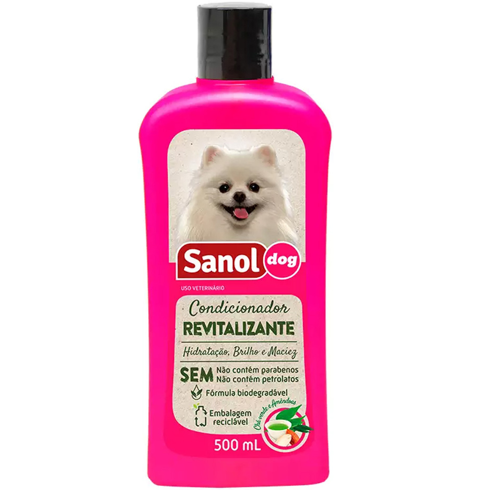 Kit banho cães: Shampoo Pelos Escuros, Condicionador Revitalizante e Perfume colônia Fêmea Sanol