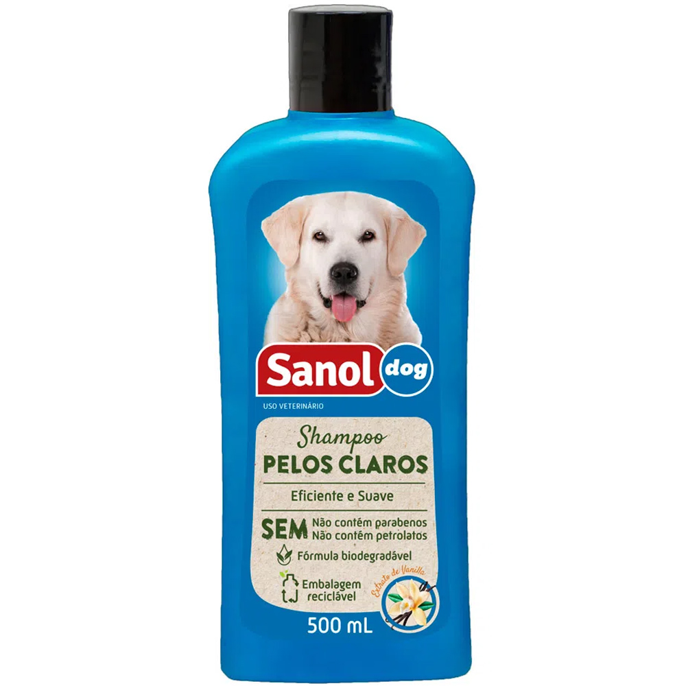 Kit para Banho de cachorro: Shampoo pelos claros, condicionador revitalizante e perfume fêmeas Sanol Dog