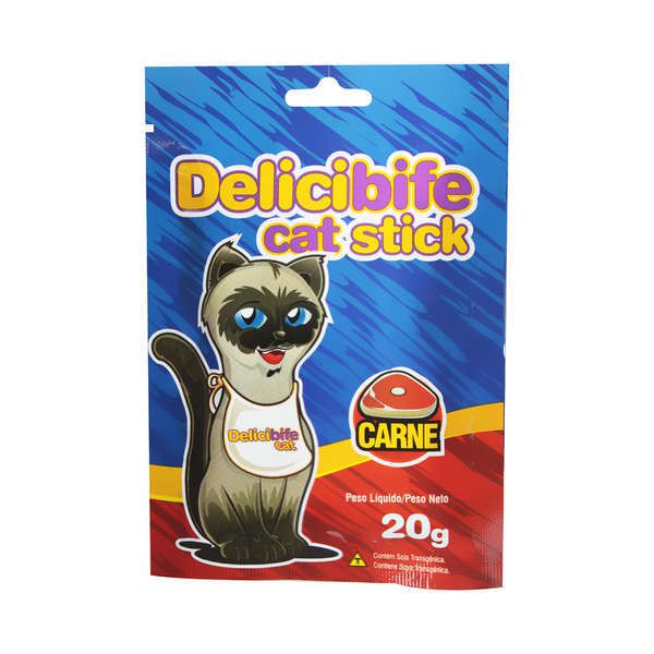 Petisco para gatos Delicibife Palitinho Carne Gatos Adultos e Filhotes caixa 20un