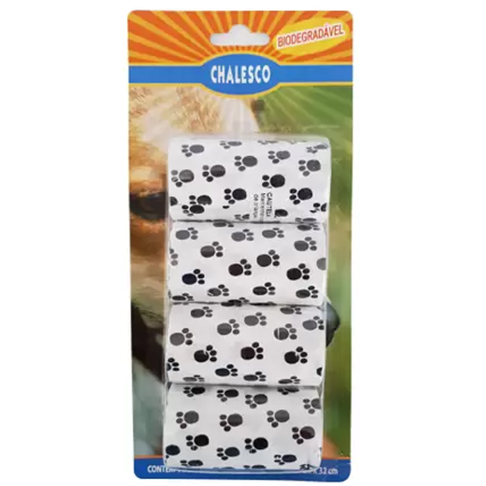Refil de Saquinhos Sacola Cata caca Chalesco com 4 rolinhos - Refil Sacolinha Chalesco para Cães - Cores Sortidas