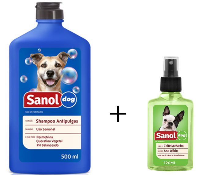 Shampoo Antipulga 500ml + Colonia Perfume Para Cães Machos