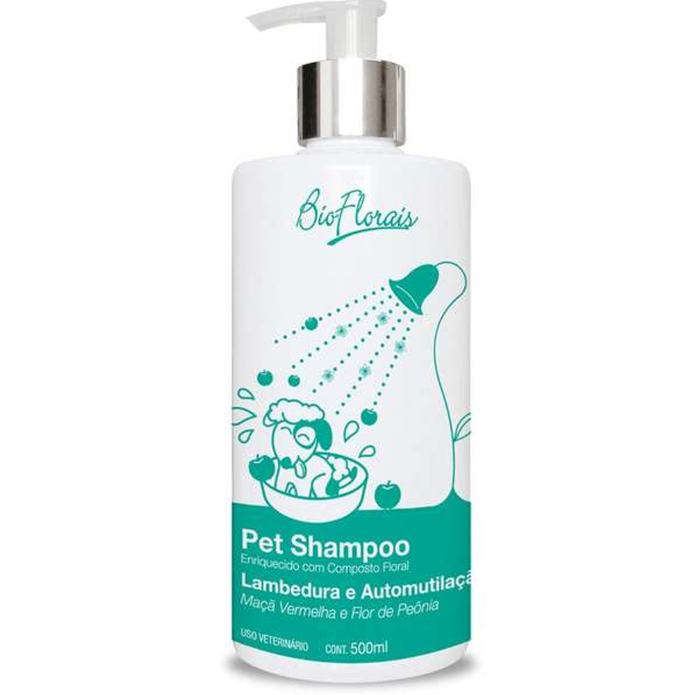 Shampoo Cachorro Tratamento Floral Natural para Lambedura e Automutilação em Cães BioFlorais 500ml