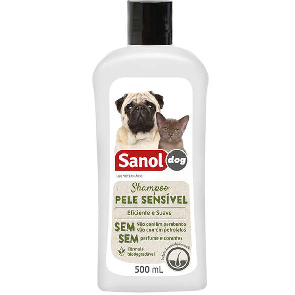 Shampoo para cães e gatos Pele sensível Sanol Dog 500ml - Shampoo cachorro antialérgico