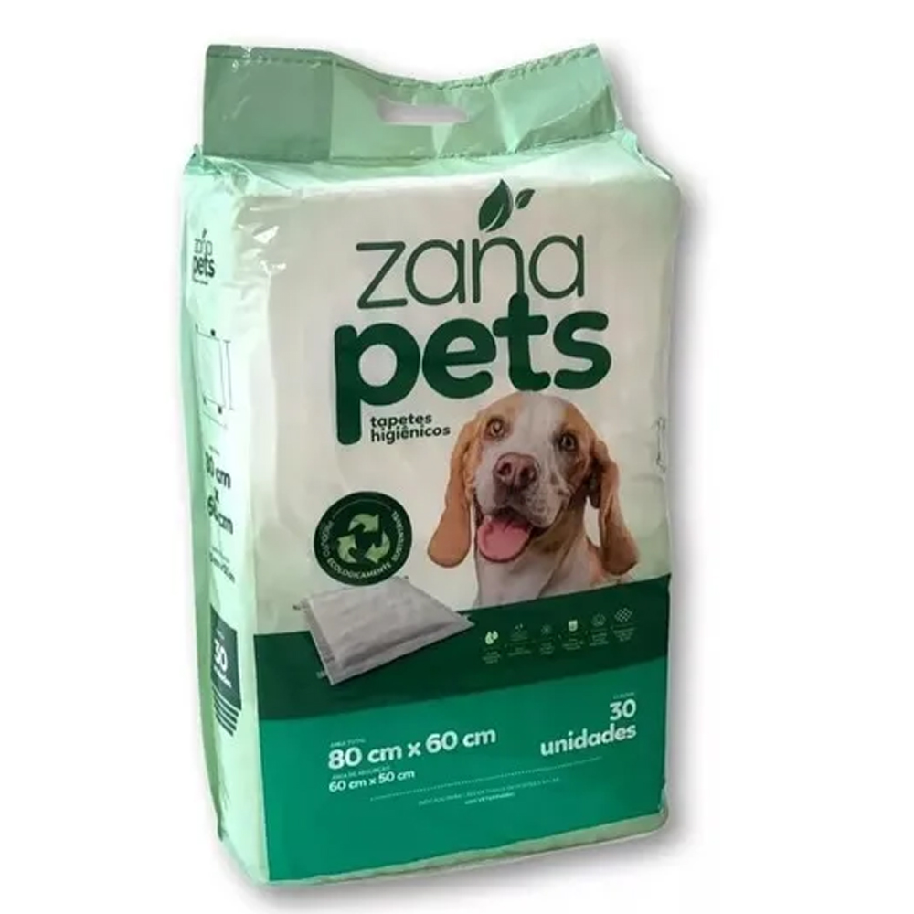 Tapete Higiênico para Cães (tapete descartável absorvente - Tipo fralda Cachorro) Zana Pets 30u 80x60cm