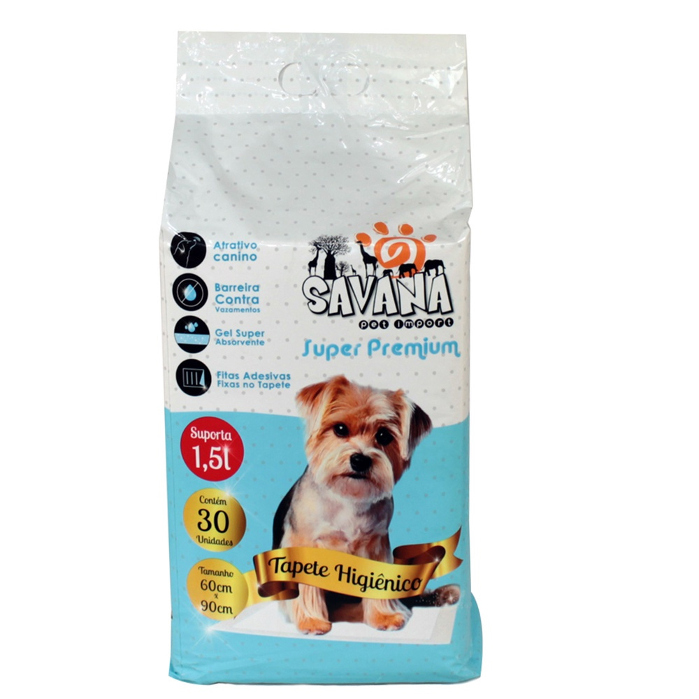 Tapete Higiênico Super Premium para Cães  Savana Pet 60X90cm 30 unidades