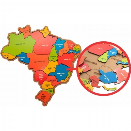 Brinquedo Quebra Cabeça Infantil Mapa Do Brasil G Em MDF