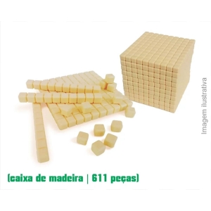Brinquedo Educativo Material Dourado Individual Plástico C/ Caixa de Madeira  (611 peças)