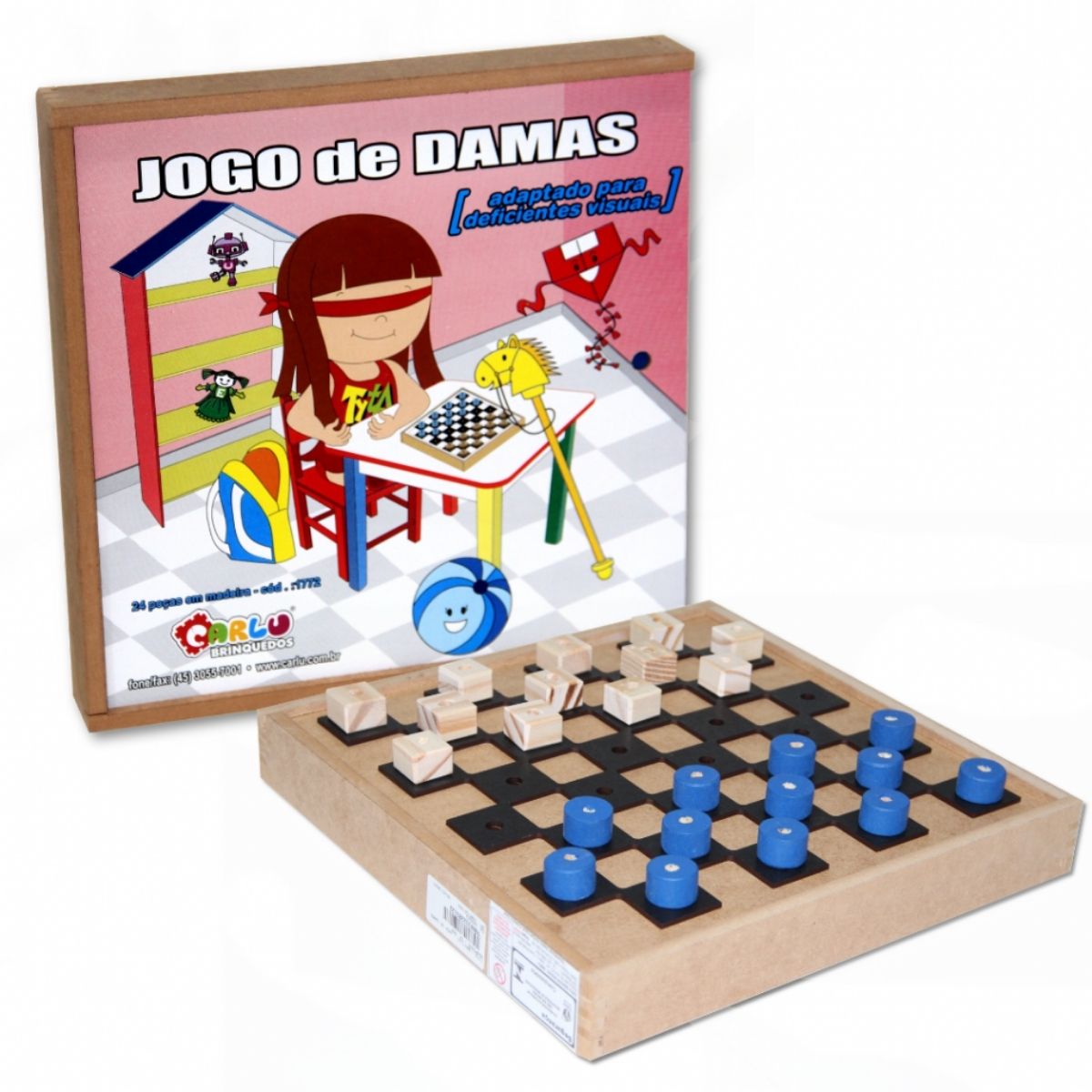 Brinquedo Educativo Braille Jogo de Damas Adaptado Material Pedagógico Inclusivo