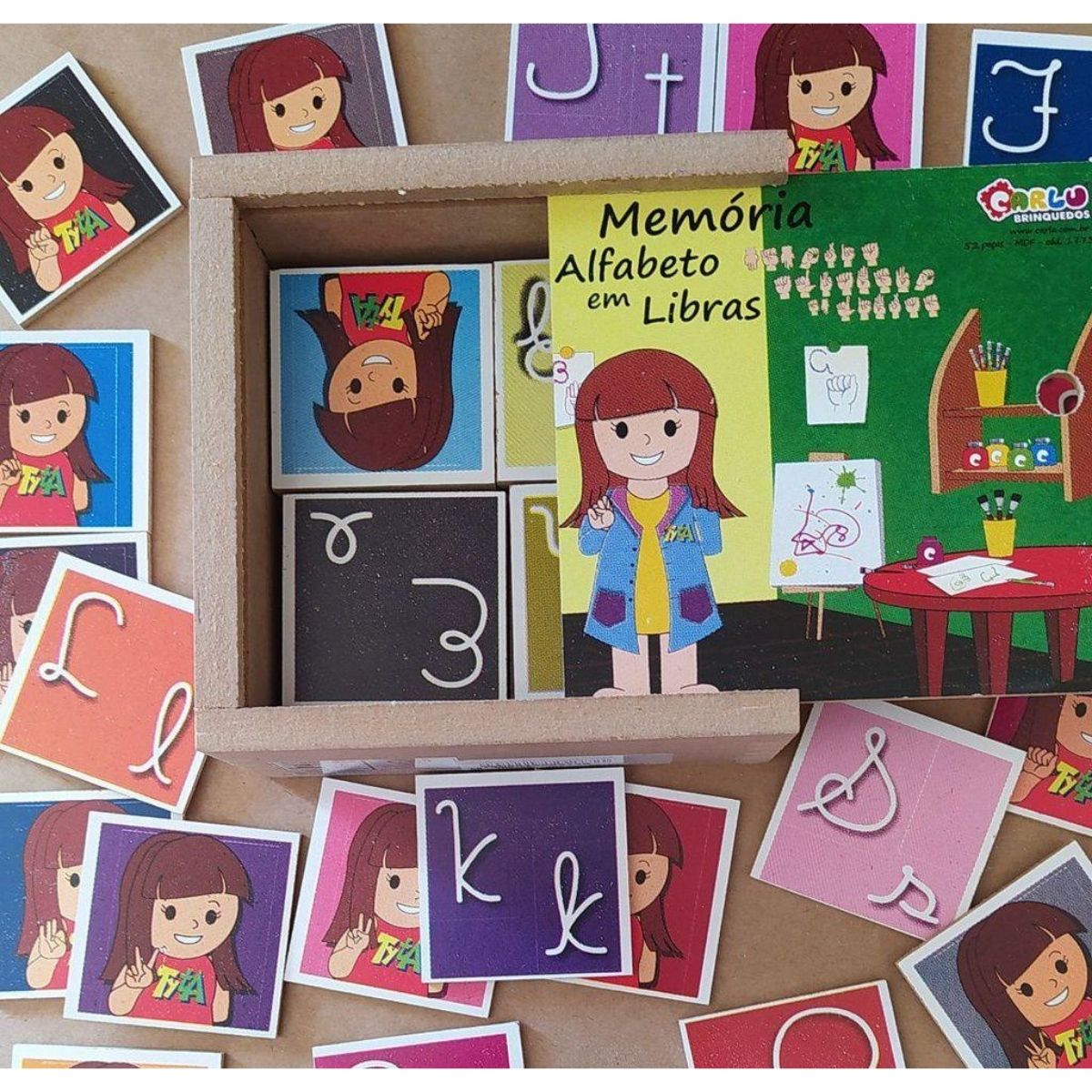 Brinquedo Educativo Libras - Memória Alfabeto Em Libras Inclusivo Montessori 52 Peças
