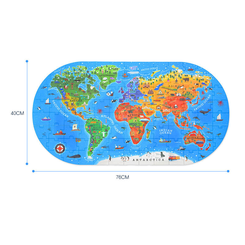 Brinquedo Educativo Quebra Cabeça - Mapa Mundi Com Caixa