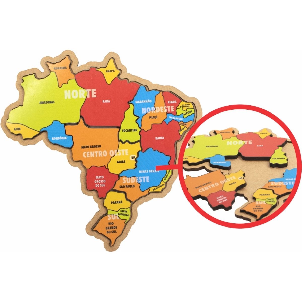 Brinquedo Quebra Cabeça Infantil Mapa Do Brasil  P Em Madeira