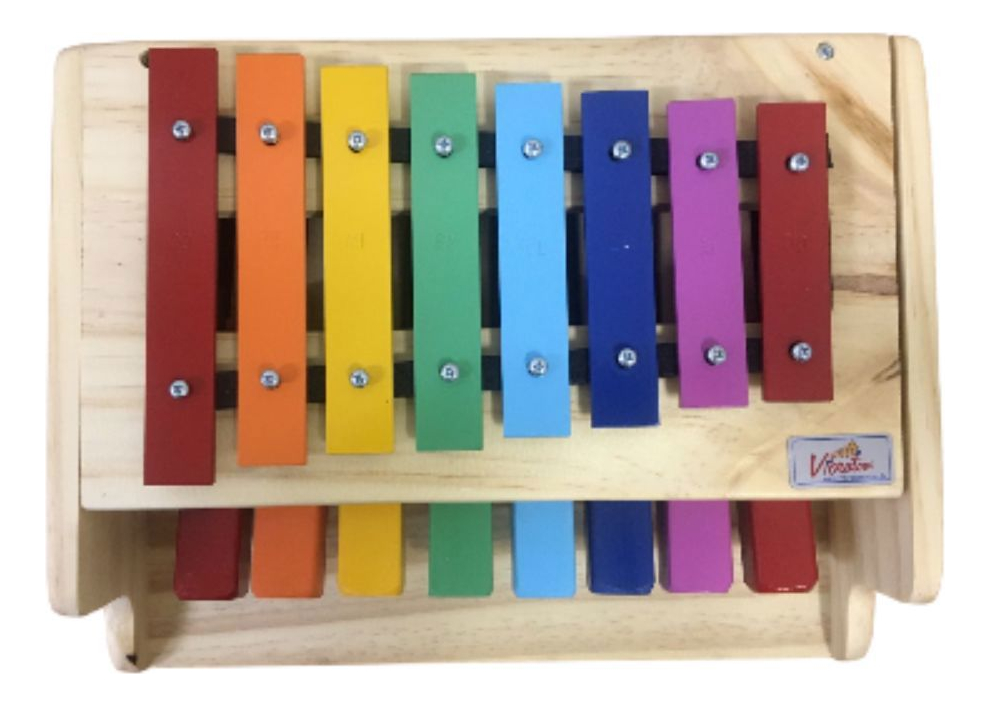 Instrumento Infantil Metalofone Infantil Piano 8 teclas Coloridas Vibratom