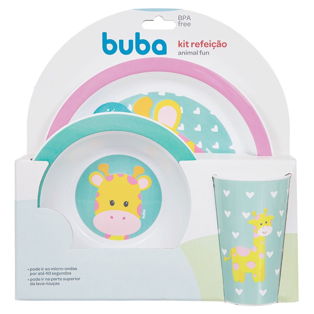 Kit Refeição Bebê Infantil Tema Animal fun Buba