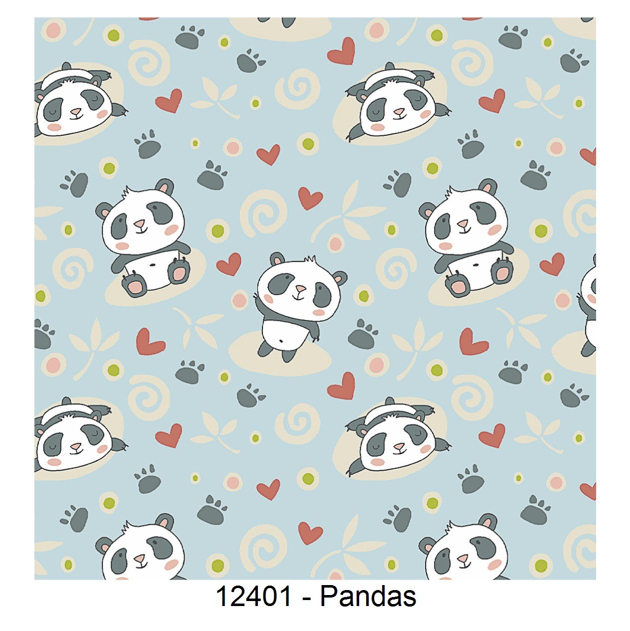 Tecido Tricoline Estampada 100% Algodão corte 0,50 cm x 1,50 m de Largura - Coleção Panda