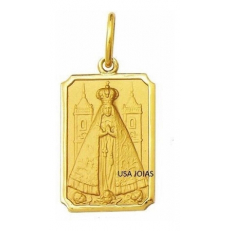 Medalha Nossa Senhora Aparecida Ouro 18K Retangular Pequena K100