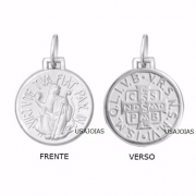 Medalha São Bento Dupla Face Original 39 milímetros Ouro Branco 18K 1380
