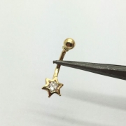 Piercing Estrela Com Pedra Ponto Luz Umbigo Ouro 18K 04581 k100