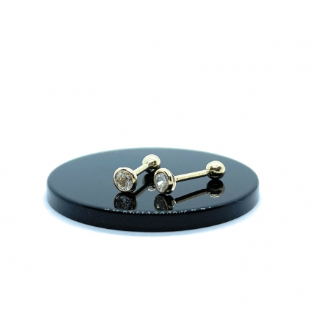 Piercing Ponto de Luz Zircônia Brilhante Cravação Inglesa 3,5mm Cartilagem Ouro 18K K040