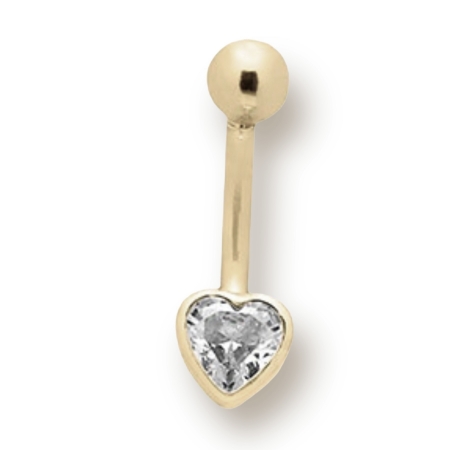Piercing Umbigo Coração Brilhante de Zircônia 5.5mm em Ouro 18K 21568 K085