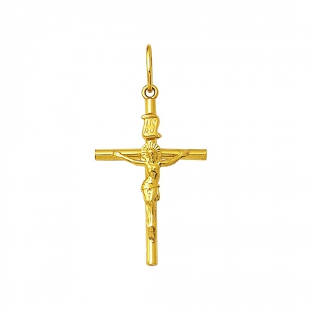 Pingente Crucifixo Em Ouro 18k Modelo Palito Grande 40mm k170