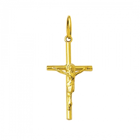 Pingente Crucifixo Em Ouro 18k Modelo Palito Tam M 32mm k090