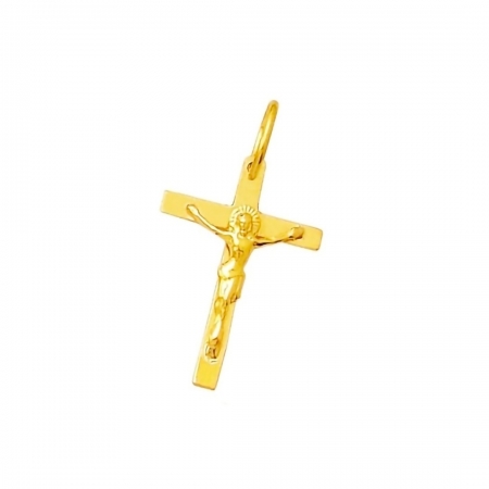 Pingente Crucifixo Ouro 18k Cruz Reta Média 27mm k060
