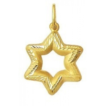 Pingente Estrela 6 Pontas Ouro 18k Esculpida 1,60cm K080