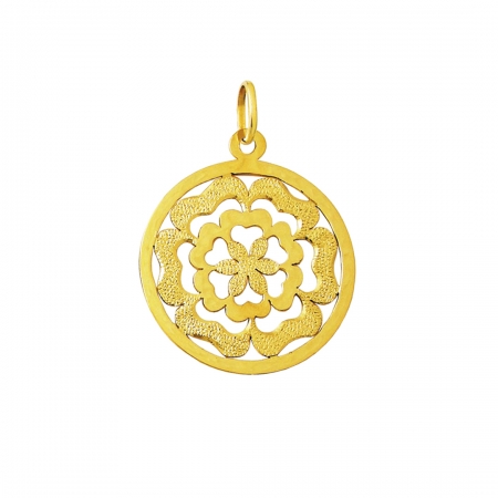 Pingente Mandala Flor De Lotus Ouro 18k Mod.03 k470