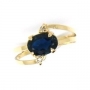 Anel Safira Azul Natural com Diamantes Ouro 18K 18643 K520